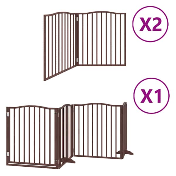 vidaXL kokkupandav koerav&auml;rav uksega, 8 paneeli, pruun 640 cm, pappel