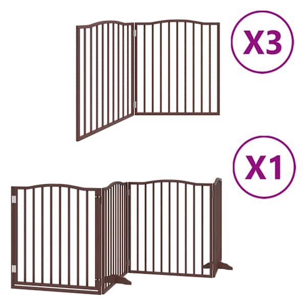 vidaXL kokkupandav koerav&auml;rav uksega, 10 paneeli, pruun 800 cm, pappel