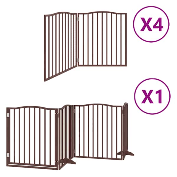 vidaXL kokkupandav koerav&auml;rav uksega, 12 paneeli, pruun 960 cm, pappel