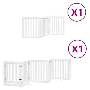 vidaXL kokkupandav koerav&auml;rav uksega, 9 paneeli, valge 450 cm, pappel