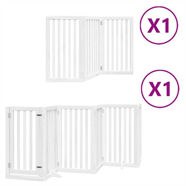vidaXL kokkupandav koerav&auml;rav uksega, 9 paneeli, valge 450 cm, pappel