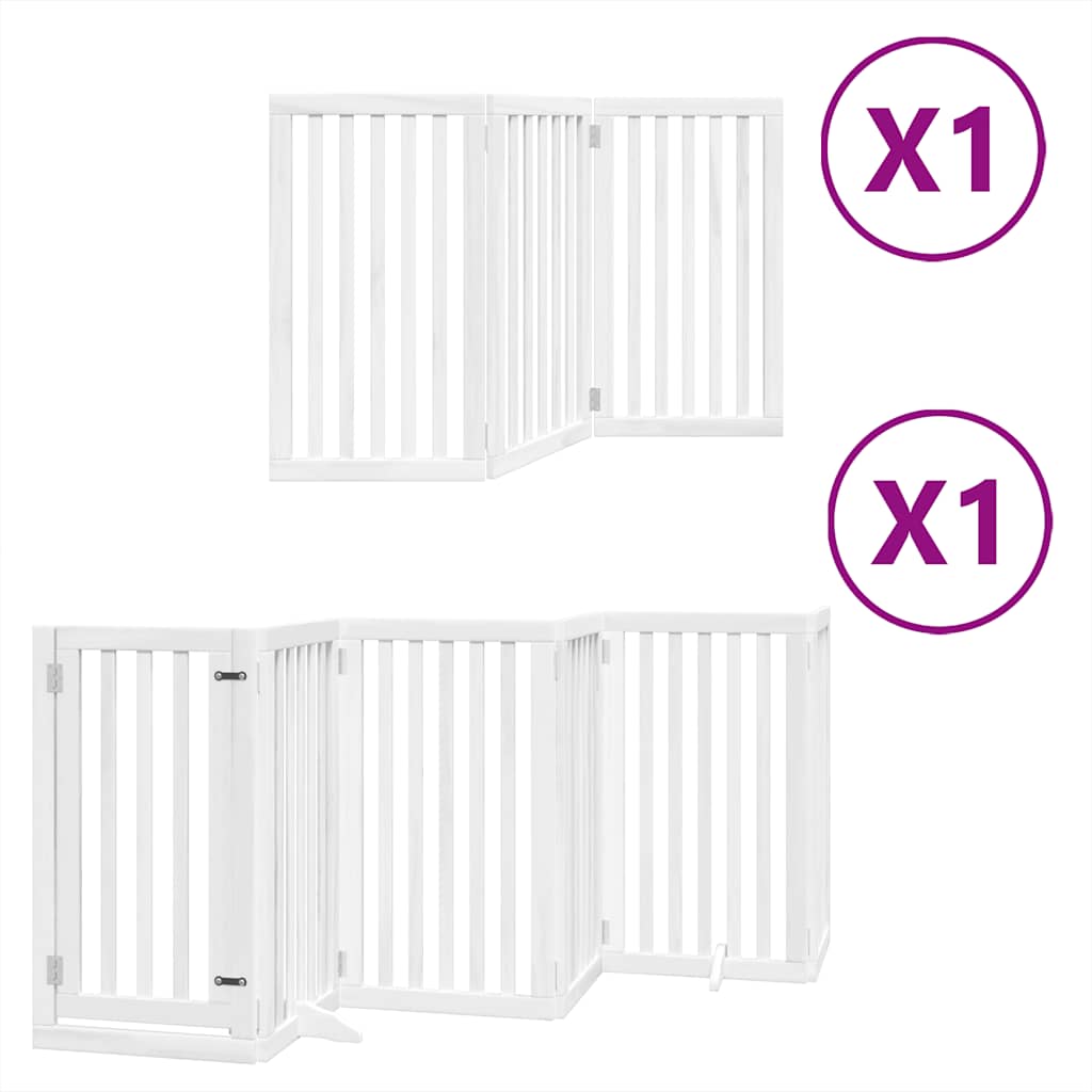 vidaXL Zábrana pro psy s dvířky skládací 9 panelů bílá 450 cm topol
