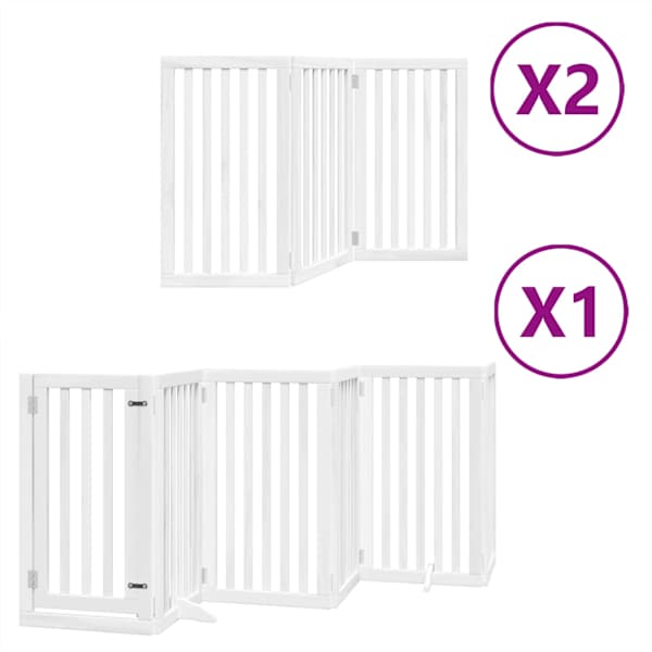 vidaXL kokkupandav koerav&auml;rav uksega, 12 paneeli, valge 600 cm, pappel