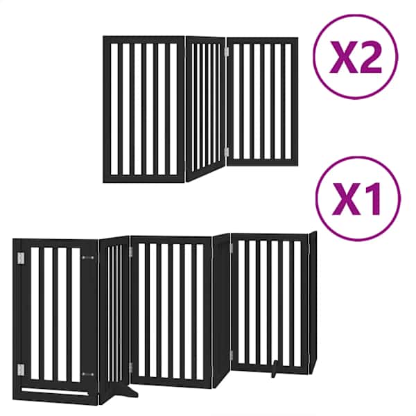 vidaXL kokkupandav koerav&auml;rav uksega, 12 paneeli, must 600 cm, pappel