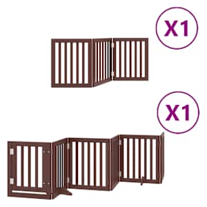 vidaXL kokkupandav koerav&auml;rav uksega, 9 paneeli, pruun 450 cm, pappel