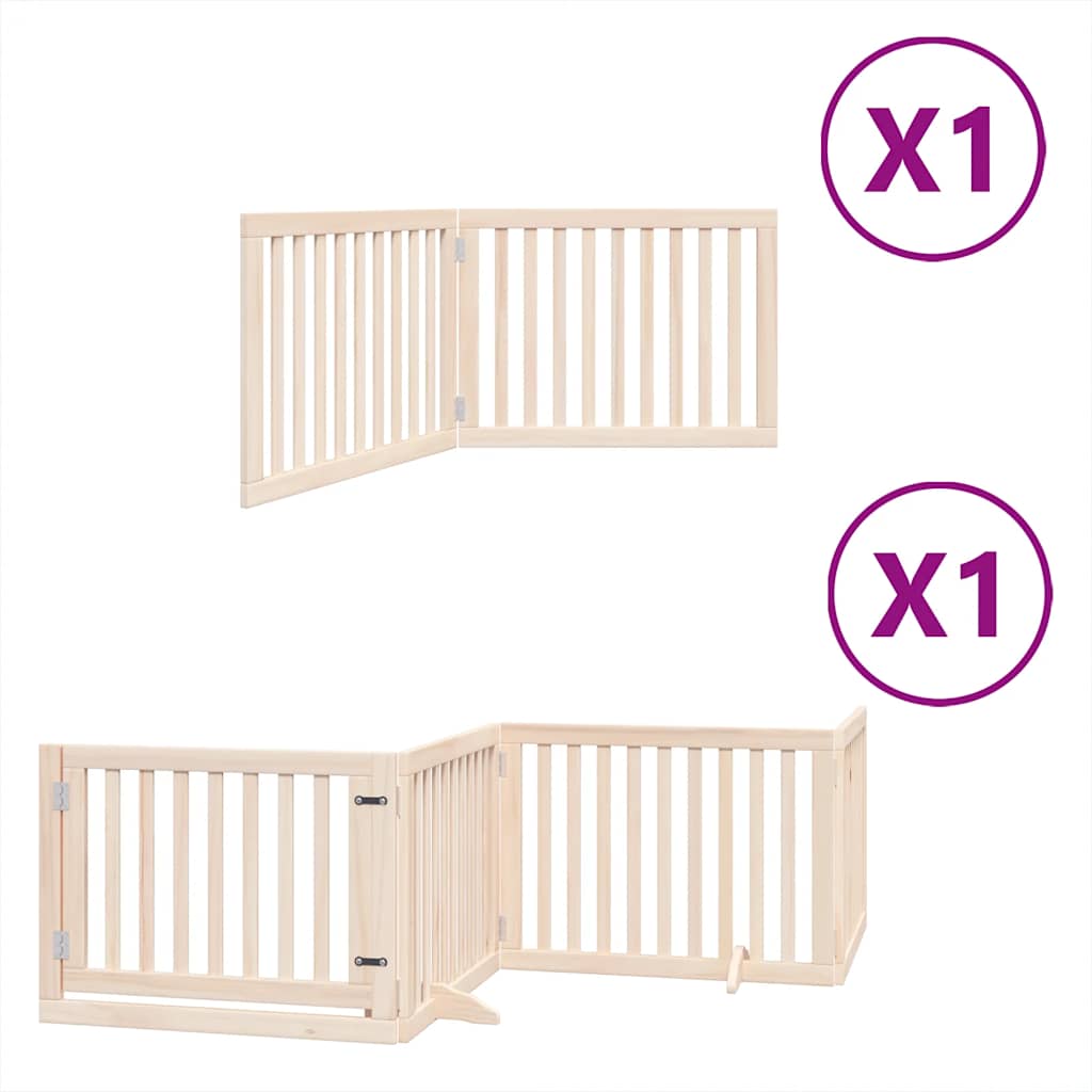 vidaXL Dog Gate Set of 6 Natural Poplar wood 6 panels Foldable-image-3155665