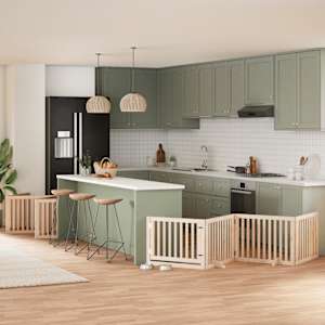 Ograda za pse z vrati zložljiva 12 panelov 960 cm topolovina