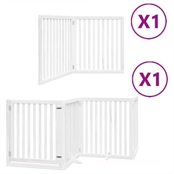 vidaXL kokkupandav koerav&auml;rav uksega, 6 paneeli, valge 480 cm, pappel