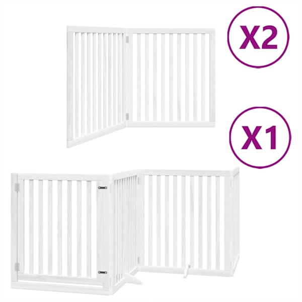 vidaXL kokkupandav koerav&auml;rav uksega, 8 paneeli, valge 640 cm, pappel