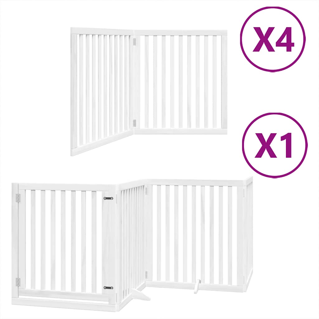 vidaXL Zábrana pro psy s dvířky skládací 12 panelů bílá 960 cm topol