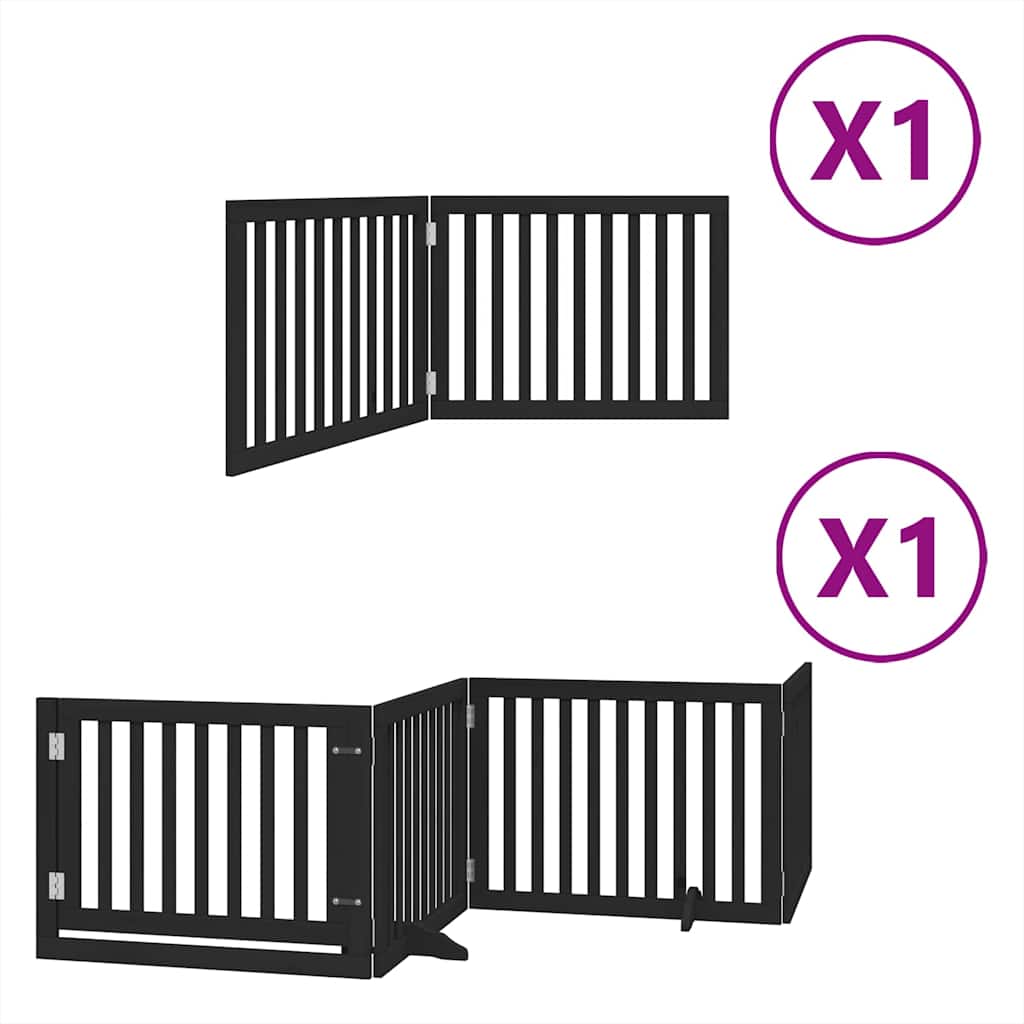 vidaXL Zábrana pro psy s dvířky skládací 6 panelů černá 480 cm topol
