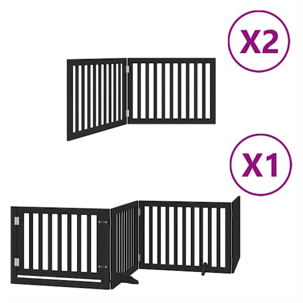 vidaXL kokkupandav koerav&auml;rav uksega, 8 paneeli, must 640 cm, pappel