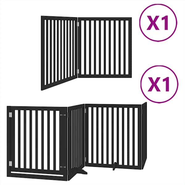 vidaXL kokkupandav koerav&auml;rav uksega, 6 paneeli, must 480 cm, pappel