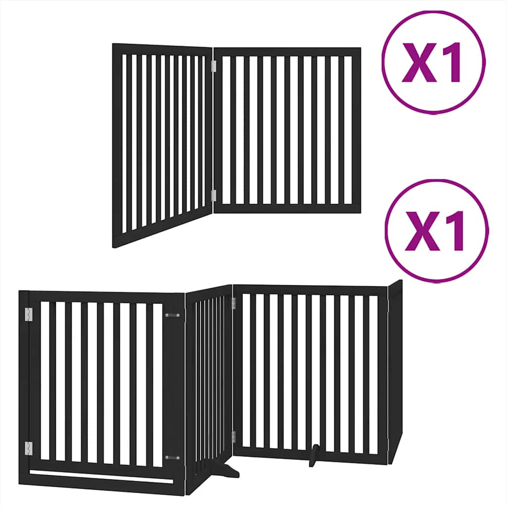 vidaXL Zábrana pro psy s dvířky skládací 6 panelů černá 480 cm topol