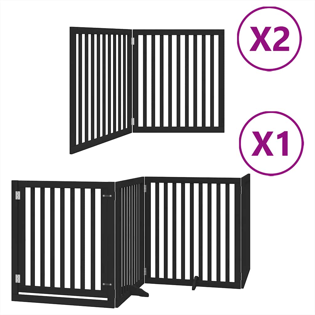 vidaXL Zábrana pro psy s dvířky skládací 8 panelů černá 640 cm topol