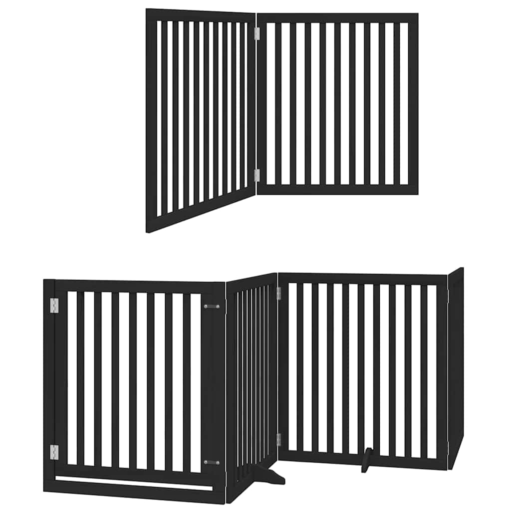 Ograda za pse z vrati zložljiva 10 panelov črna 800 cm les - slika 12