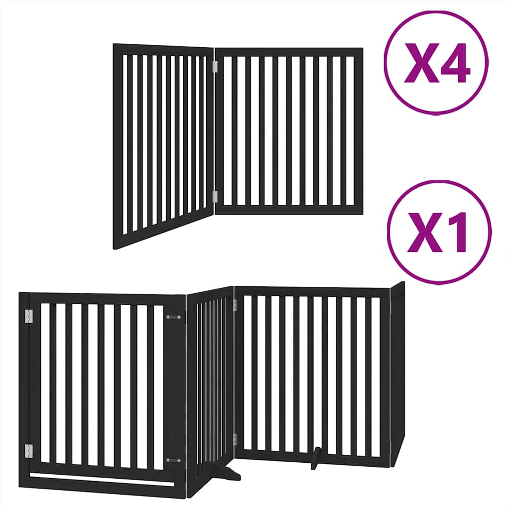 vidaXL Zábrana pro psy s dvířky skládací 12 panelů černá 960 cm topol