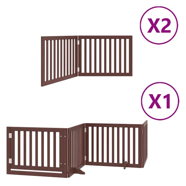 vidaXL kokkupandav koerav&auml;rav uksega, 8 paneeli, pruun 640 cm, pappel