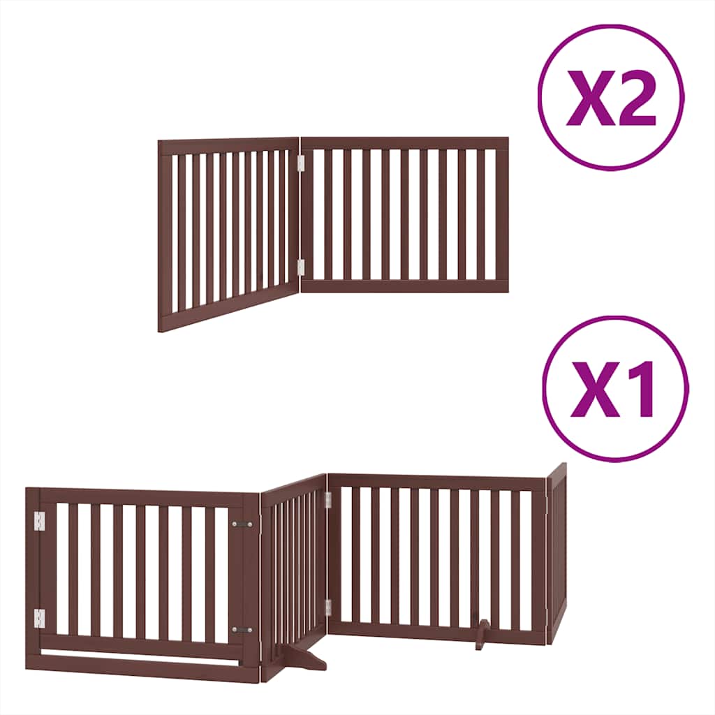 vidaXL Zábrana pro psy s dvířky skládací 8 panelů hnědá 640 cm topol