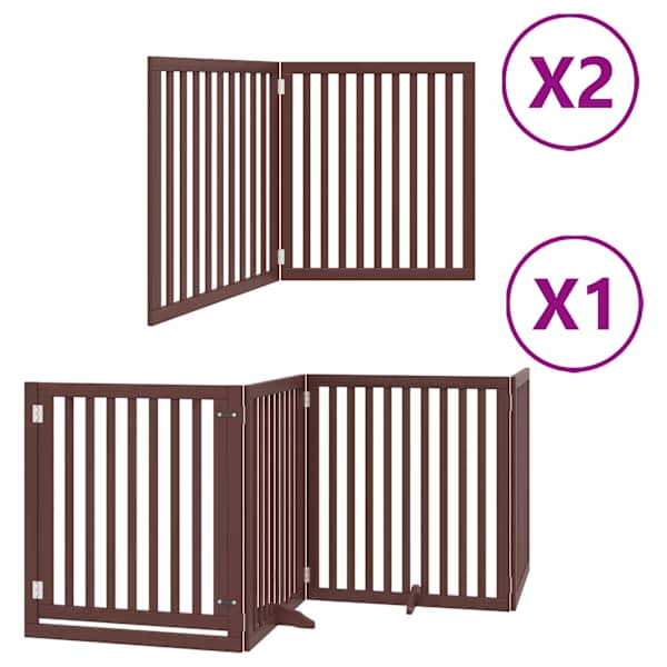 vidaXL kokkupandav koerav&auml;rav uksega, 8 paneeli, pruun 640 cm, pappel