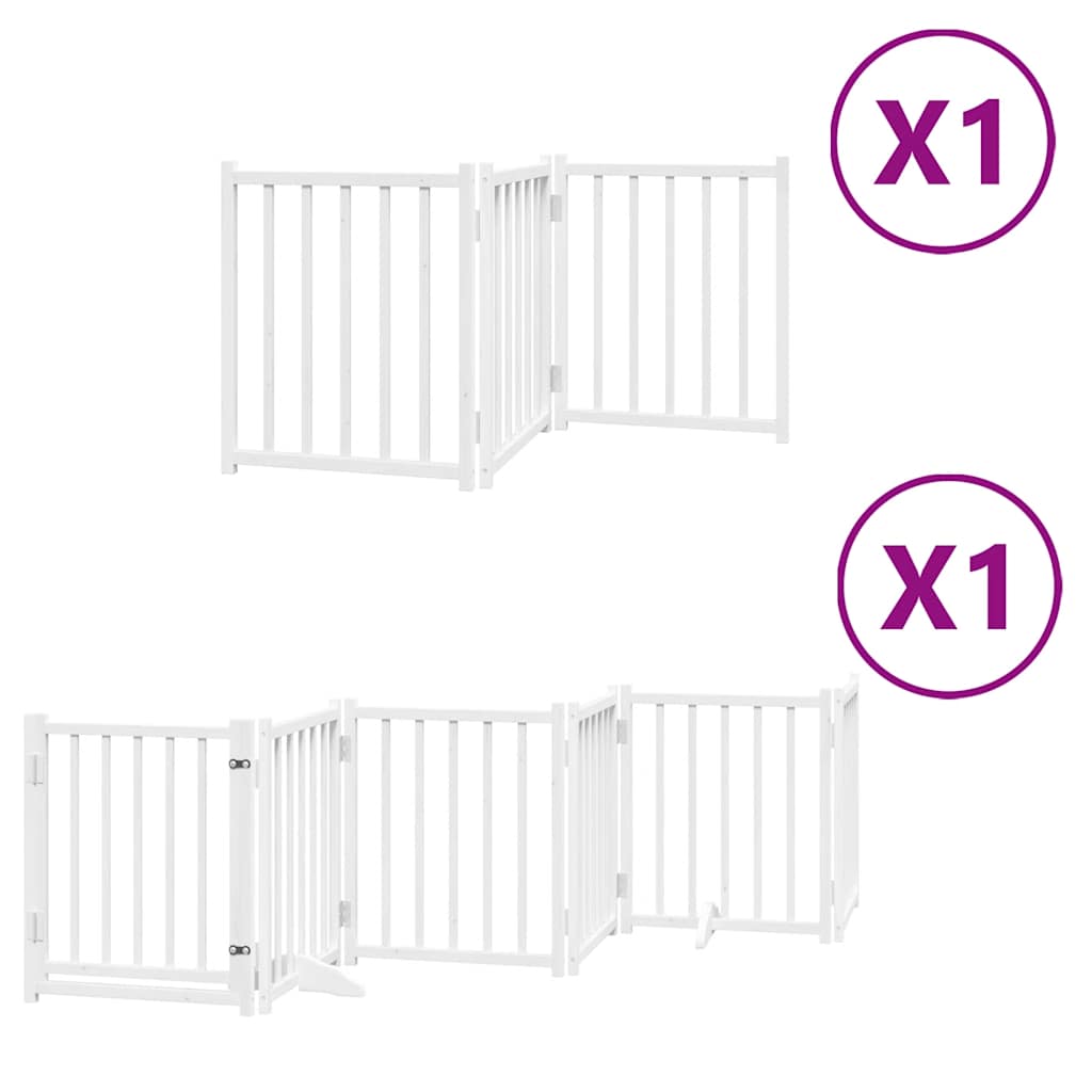 vidaXL Zábrana pro psy s dvířky skládací 9 panelů bílá 450 cm topol