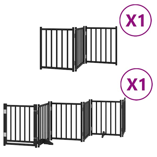 vidaXL kokkupandav koerav&auml;rav uksega, 9 paneeli, must 450 cm, pappel