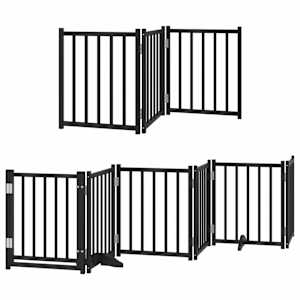 vidaXL Puerta de perros plegable 15 paneles madera &aacute;lamo negra 750 cm