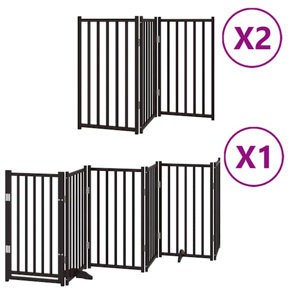 vidaXL kokkupandav koerav&auml;rav uksega, 12 paneeli, must 600 cm, pappel