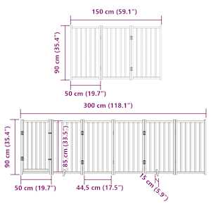 Zábrana pro psy s dvířky skládací 12 panelů černá 600 cm topol - obrázek 12