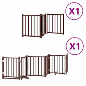 vidaXL kokkupandav koerav&auml;rav uksega, 9 paneeli, pruun 450 cm, pappel