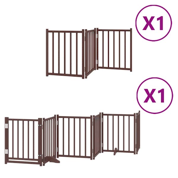 vidaXL kokkupandav koerav&auml;rav uksega, 9 paneeli, pruun 450 cm, pappel
