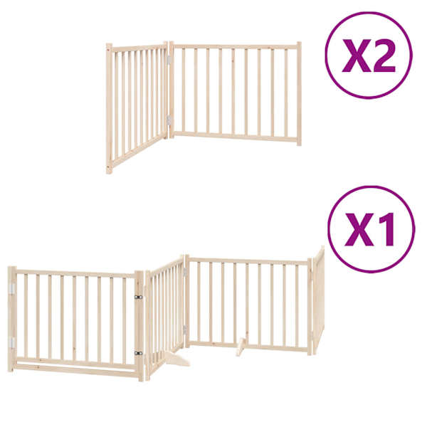vidaXL kokkupandav koerav&auml;rav uksega, 8 paneeli, 640 cm, paplipuit