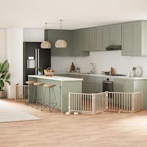 Ograda za pse z vrati zložljiva 8 panelov 640 cm topolovina