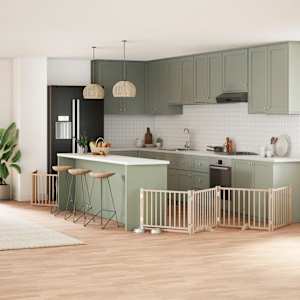 Ograda za pse z vrati zložljiva 10 panelov 800 cm topolovina