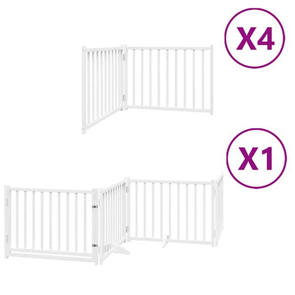 vidaXL kokkupandav koerav&auml;rav uksega, 12 paneeli, valge 960 cm, pappel