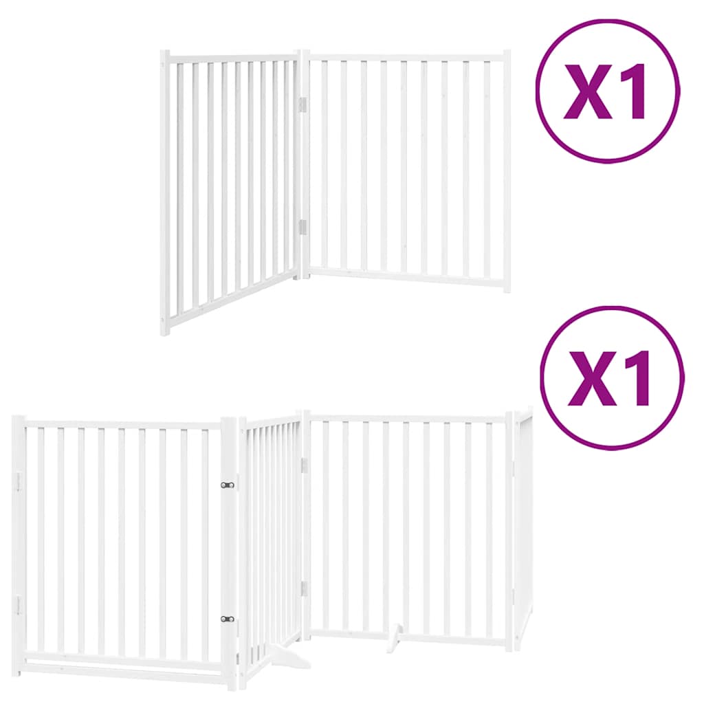 vidaXL Zábrana pro psy s dvířky skládací 6 panelů bílá 480 cm topol