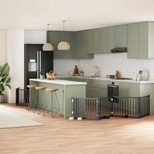 Ograda za pse z vrati zložljiva 10 panelov črna 800 cm les