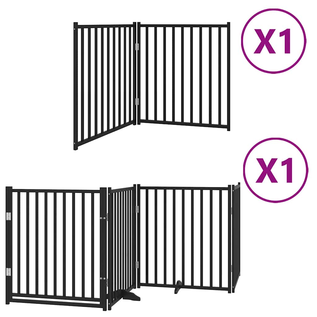 vidaXL Zábrana pro psy s dvířky skládací 6 panelů černá 480 cm topol