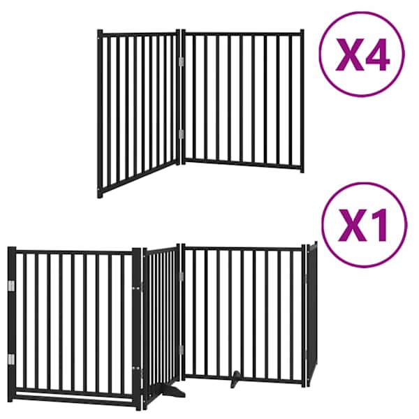 vidaXL kokkupandav koerav&auml;rav uksega, 12 paneeli, must 960 cm, pappel