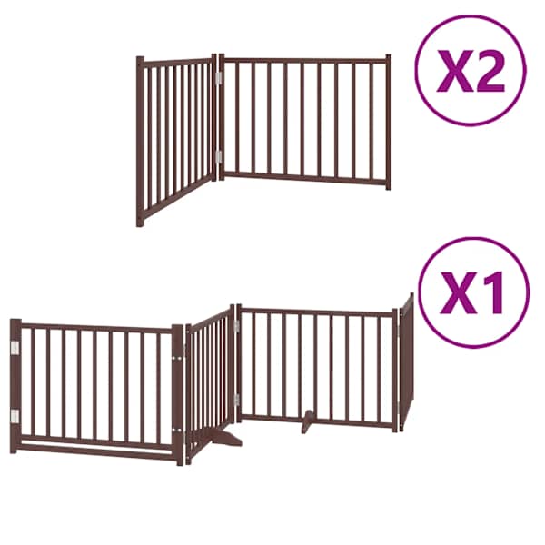 vidaXL kokkupandav koerav&auml;rav uksega, 8 paneeli, pruun 640 cm, pappel