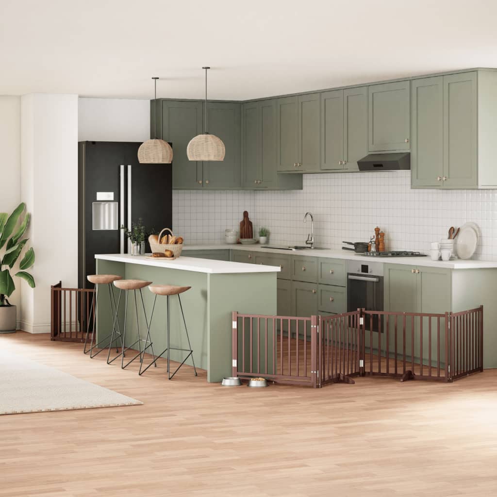 vidaXL Hundeport sammenleggbar 8 paneler brun 640 cm poppeltre