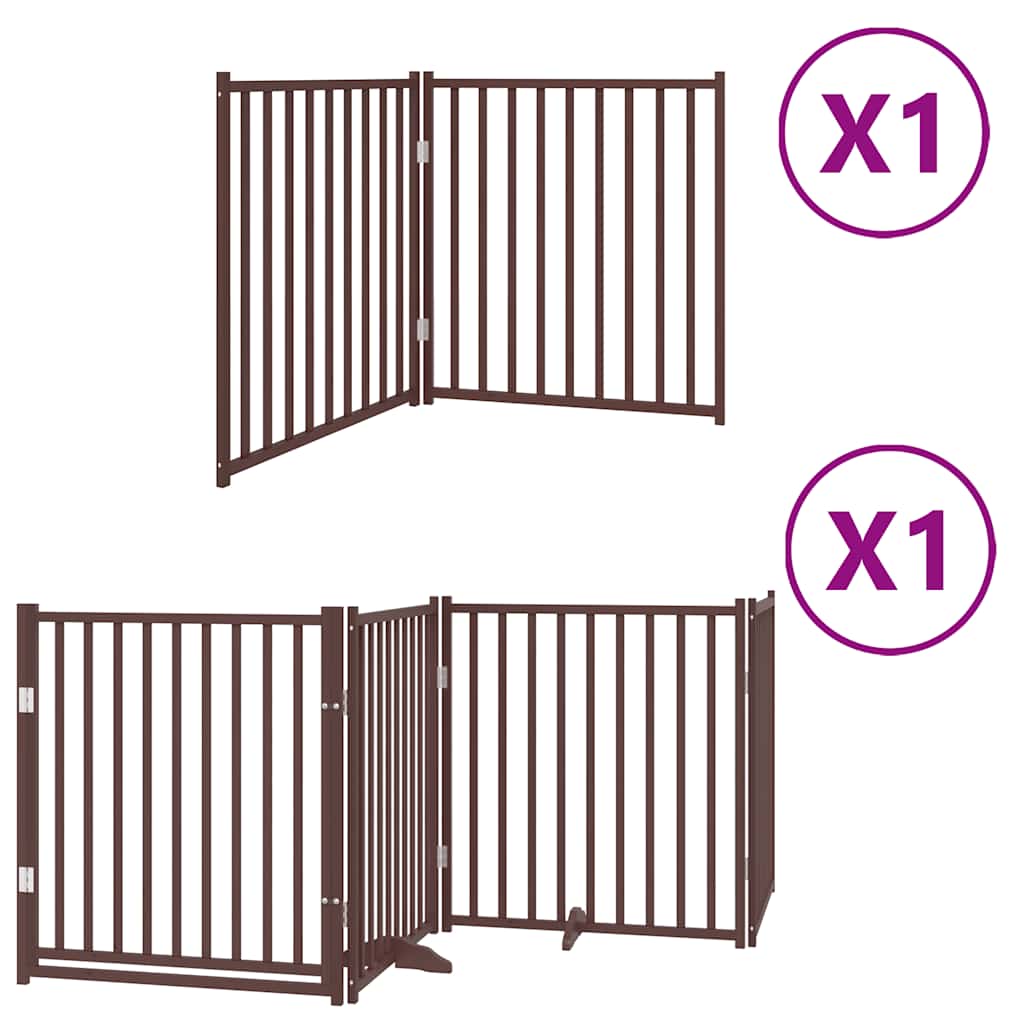 vidaXL Zábrana pro psy s dvířky skládací 6 panelů hnědá 480 cm topol