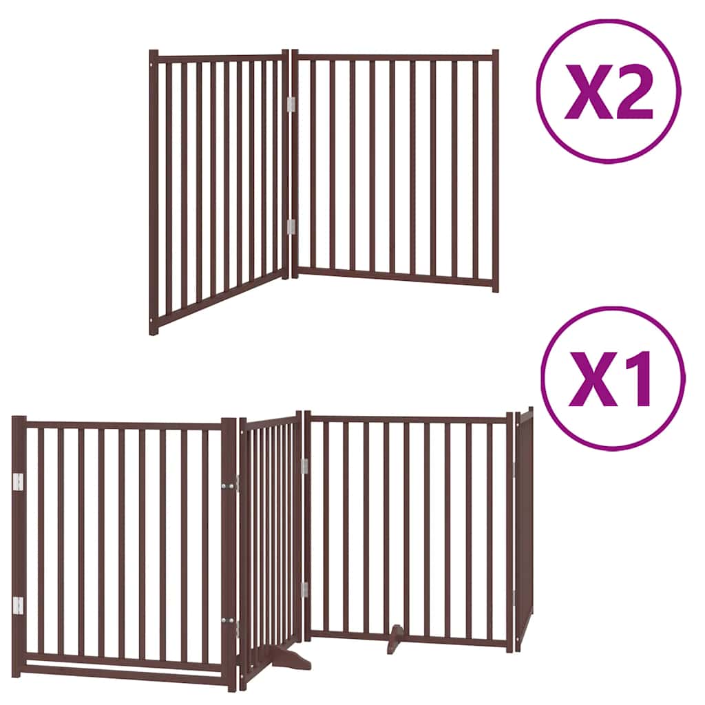 vidaXL Zábrana pro psy s dvířky skládací 8 panelů hnědá 640 cm topol
