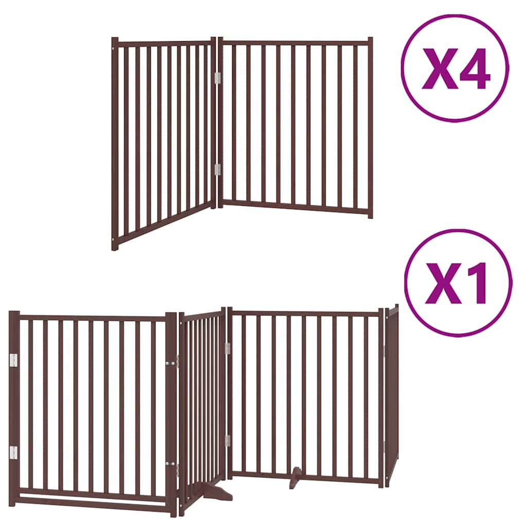 vidaXL Zábrana pro psy s dvířky skládací 12 panelů hnědá 960 cm topol