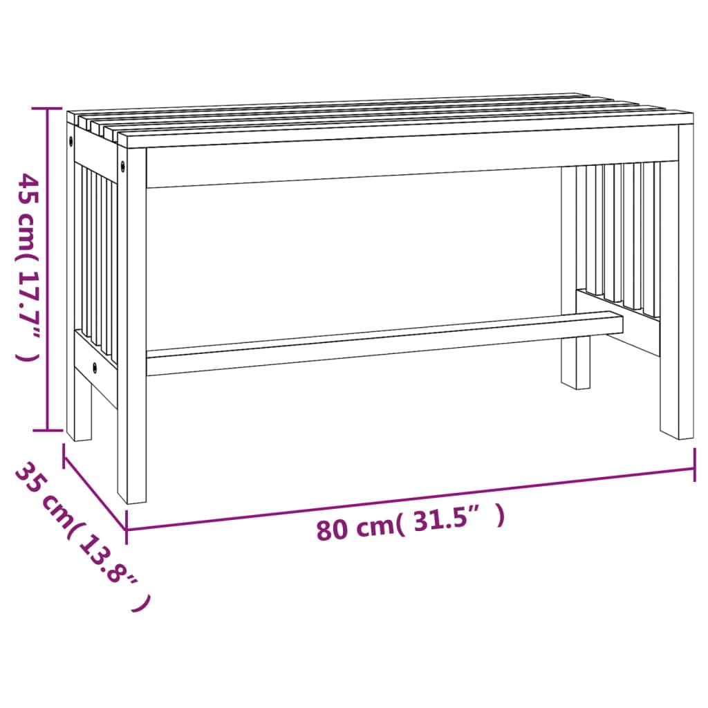 Bancă de grădină, 80 cm, lemn masiv de eucalipt