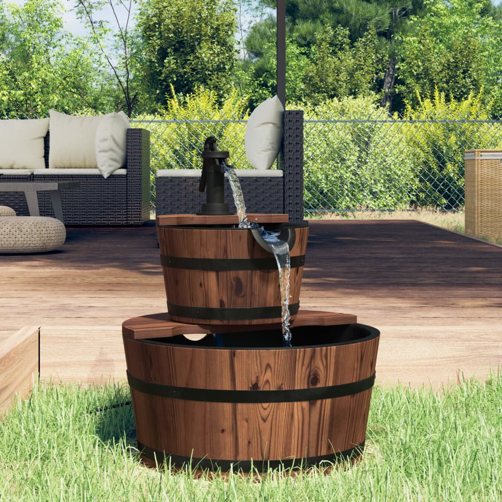 vida XL Gartenbrunnen mit Pumpe 44,5x 44,5x 58 cm Massivholz Tanne