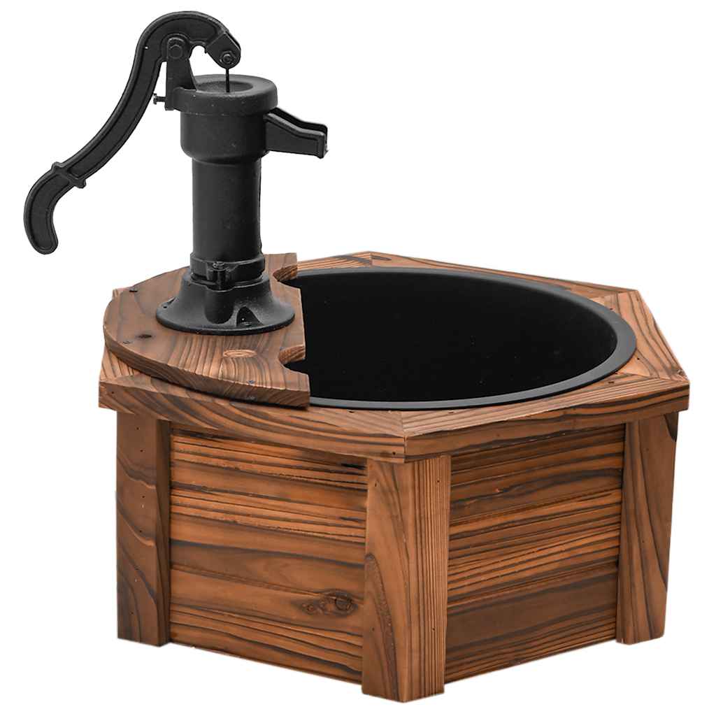 vidaXL Waterfontein met pomp 57x57x53 cm massief vurenhout bruin, foto 4