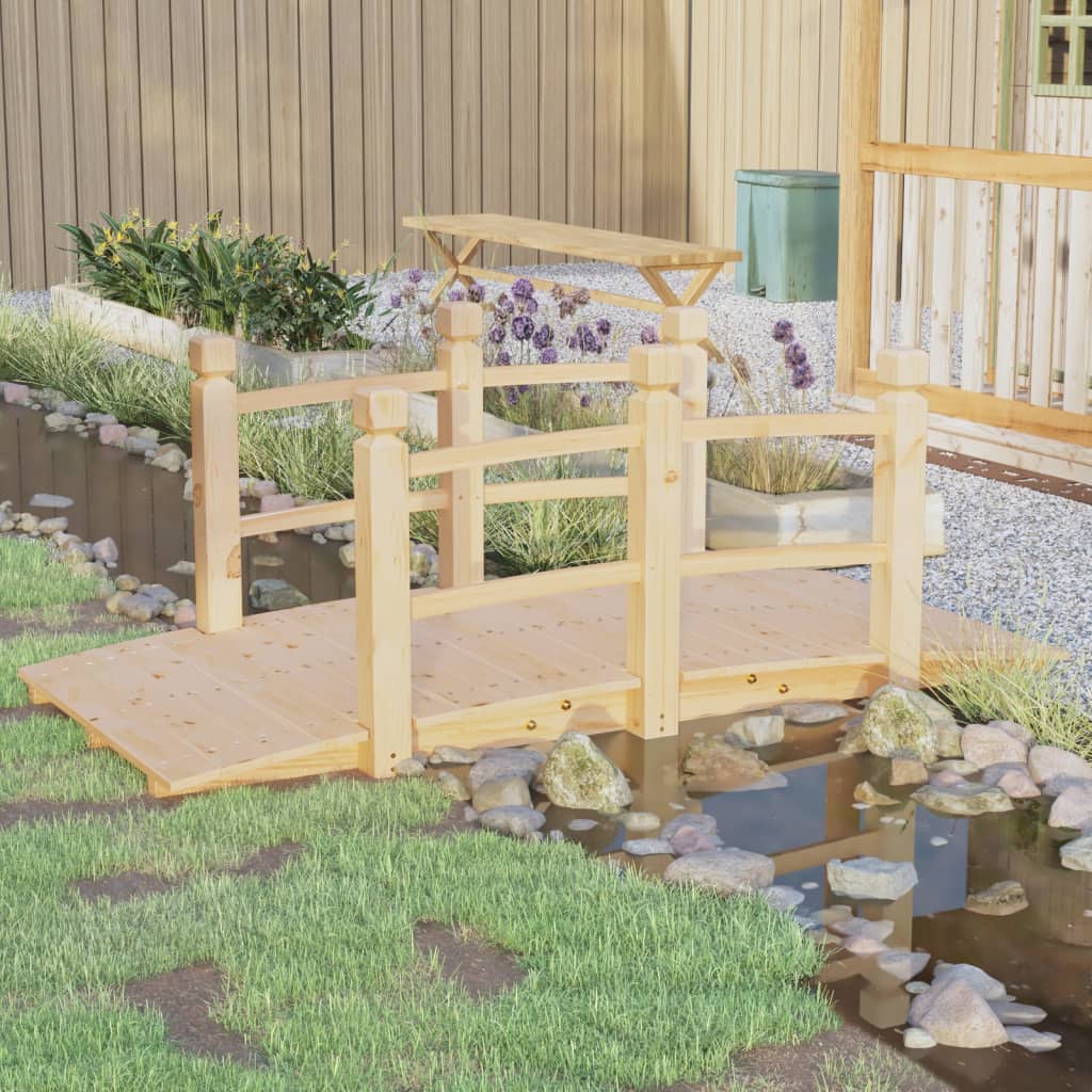 vida XL Gartenbrücke mit Geländer 150x 67x 56 cm Massivholz Fichte