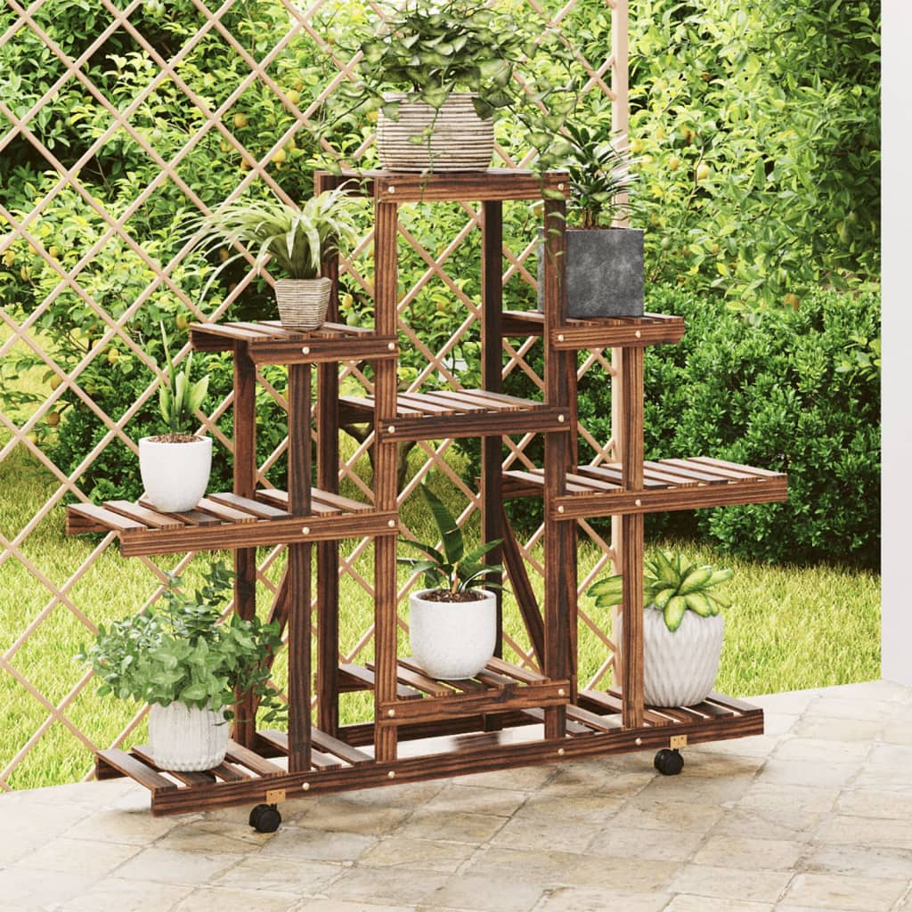 vida XL Blumenständer mit Rollen 110x 25x 101 cm Massivholz Tanne