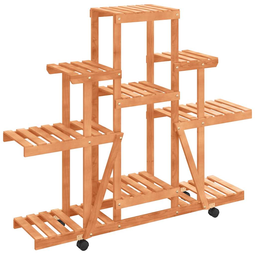 vidaXL Stojan na květiny na kolečkách 110x25x101 cm masivní jedle